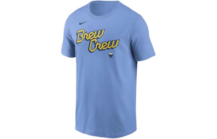 Nike Nike Milwaukee Brewers City Connect Wordmark T Shirt Men's Sky Blue