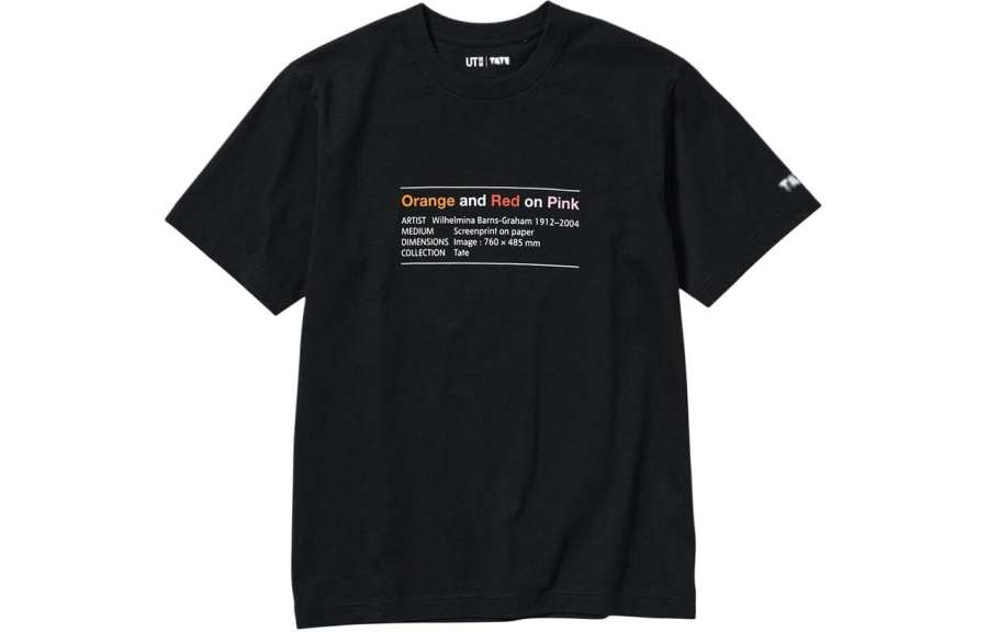 UNIQLO T Shirts Unisex Black Crew Neck Moderate Straight Fit