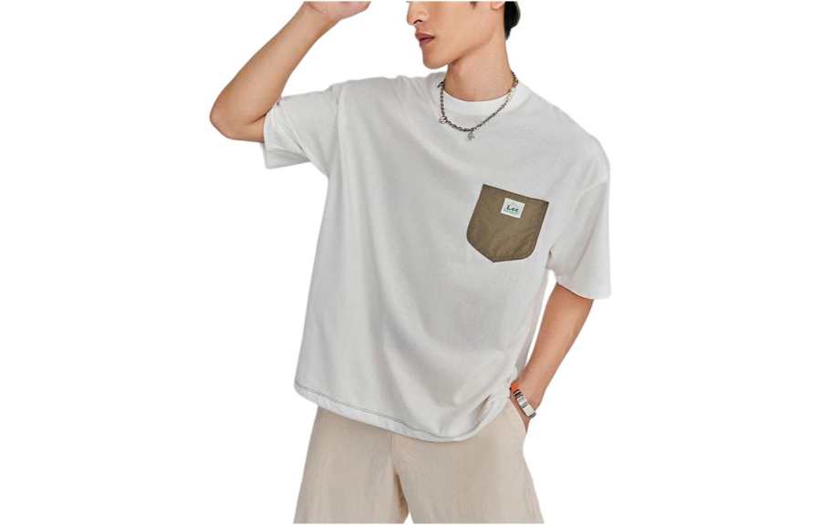 Lee T Shirts Men's White Crew Neck Moderate Straight Fit