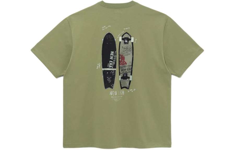 New Era T Shirts Unisex Green Crew Neck Moderate