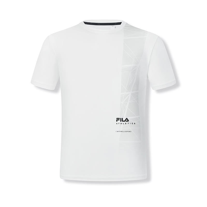 FILA T Shirts Men's Mist White Crew Neck Moderate Straight Fit