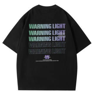 WARNING LIGHT T Shirts Unisex Crew Neck Moderate Heavyweight