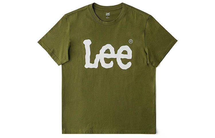 Lee T Shirts Men's Olive Green Crew Neck Moderate Straight Fit