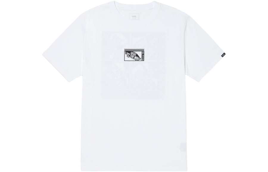 Vans T Shirts Men's White Crew Neck Moderate Straight Fit