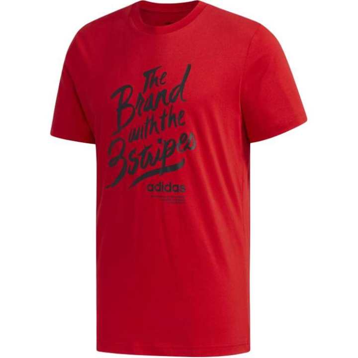 Adidas Adidas T Shirts Men's Red Crew Neck Moderate Straight Fit