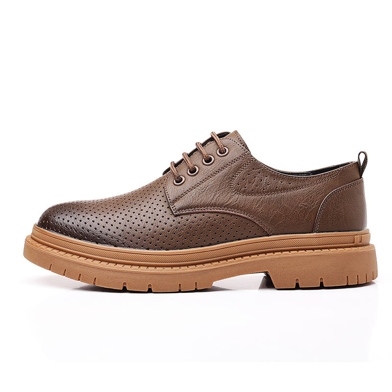 Shanpijiang Casual Leather Shoes Men's Low Top Black/Brown