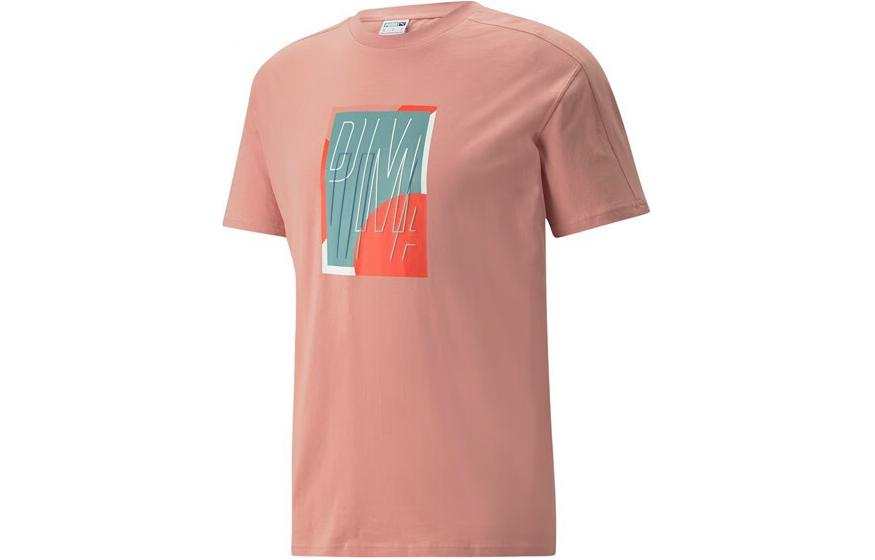PUMA T Shirts Unisex Rose Pink Crew Neck Moderate Straight Fit
