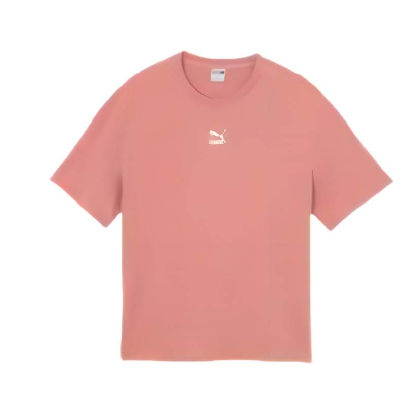 PUMA CLASSICS T Shirts Men's Rose Pink Crew Neck Moderate Straight Fit