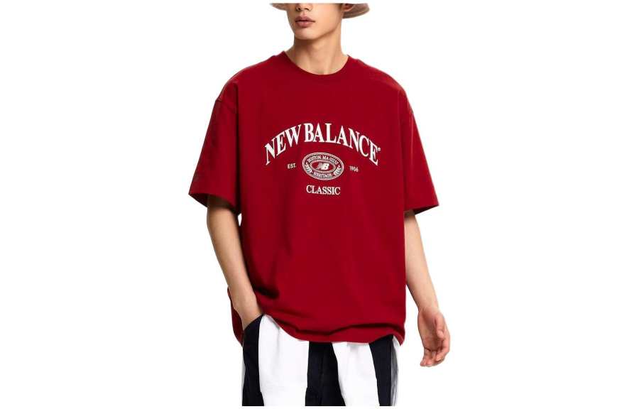 New Balance New Balance UNI HERITAGE T Shirts Unisex Red Crew Neck Moderate Other