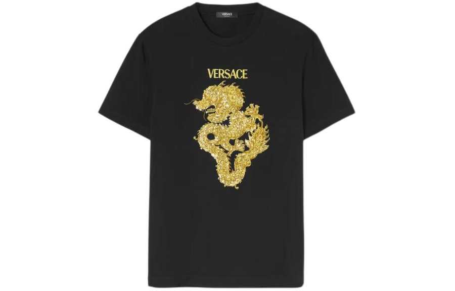VERSACE VERSACE T Shirts Men's Black Crew Neck Moderate