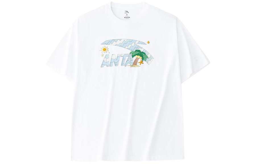 ANTA T Shirts Men's White Crew Neck Moderate Straight Fit