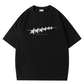 WARNING LIGHT T Shirts Unisex Crew Neck Moderate Heavyweight
