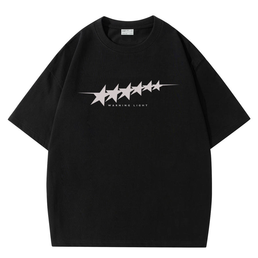WARNING LIGHT T Shirts Unisex Crew Neck Moderate Heavyweight