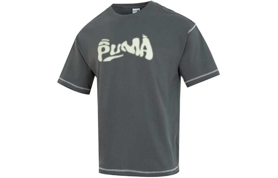 PUMA SS24 T Shirt Unisex Gray Green