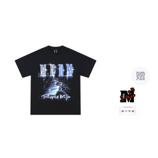 MEDM T Shirts Unisex Black Crew Neck Moderate Straight Fit