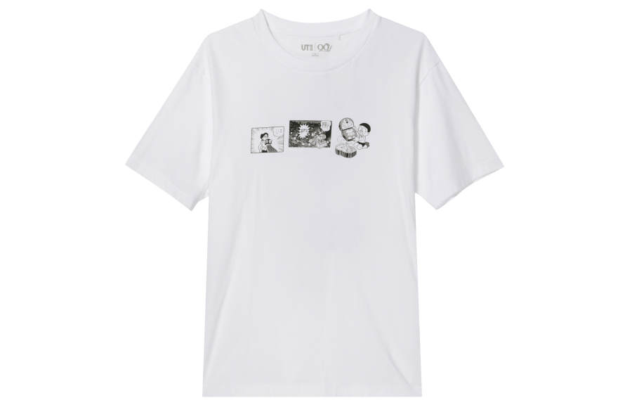 UNIQLO X Doraemon T Shirts Unisex 00 White Crew Neck Moderate Straight Fit