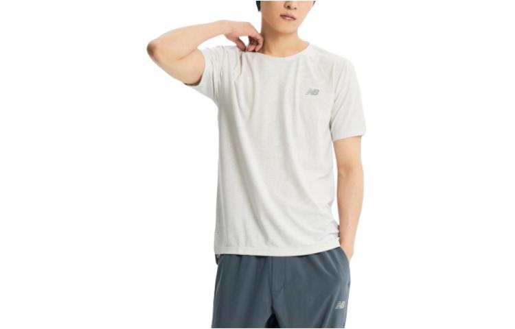 New Balance New Balance T Shirts Men's Gray Crew Neck Moderate Straight Fit