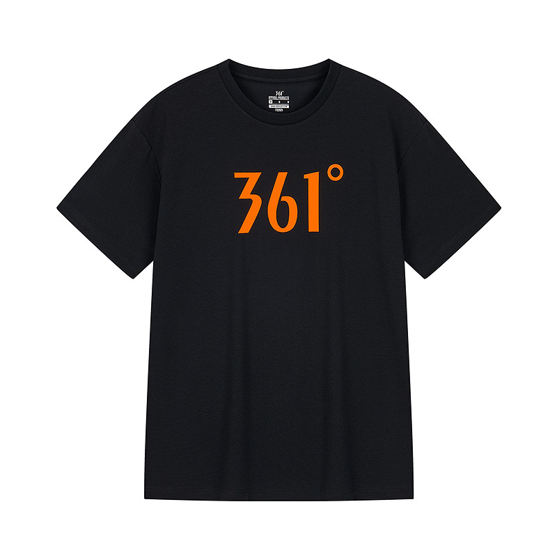361° T Shirts Men's Super Black Crew Neck Moderate Straight Fit