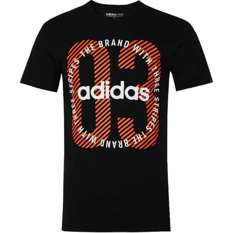 Adidas Neo T Shirts Men's Black Crew Neck Moderate