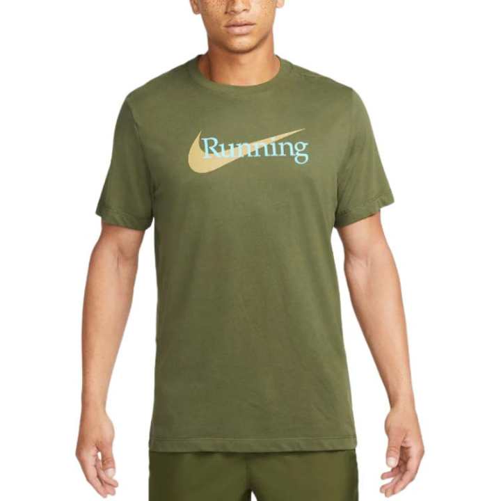 Nike Nike T Shirts Men's Green Crew Neck Moderate Straight Fit