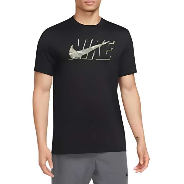 Nike Nike T Shirts Men's Black Crew Neck Moderate Straight Fit