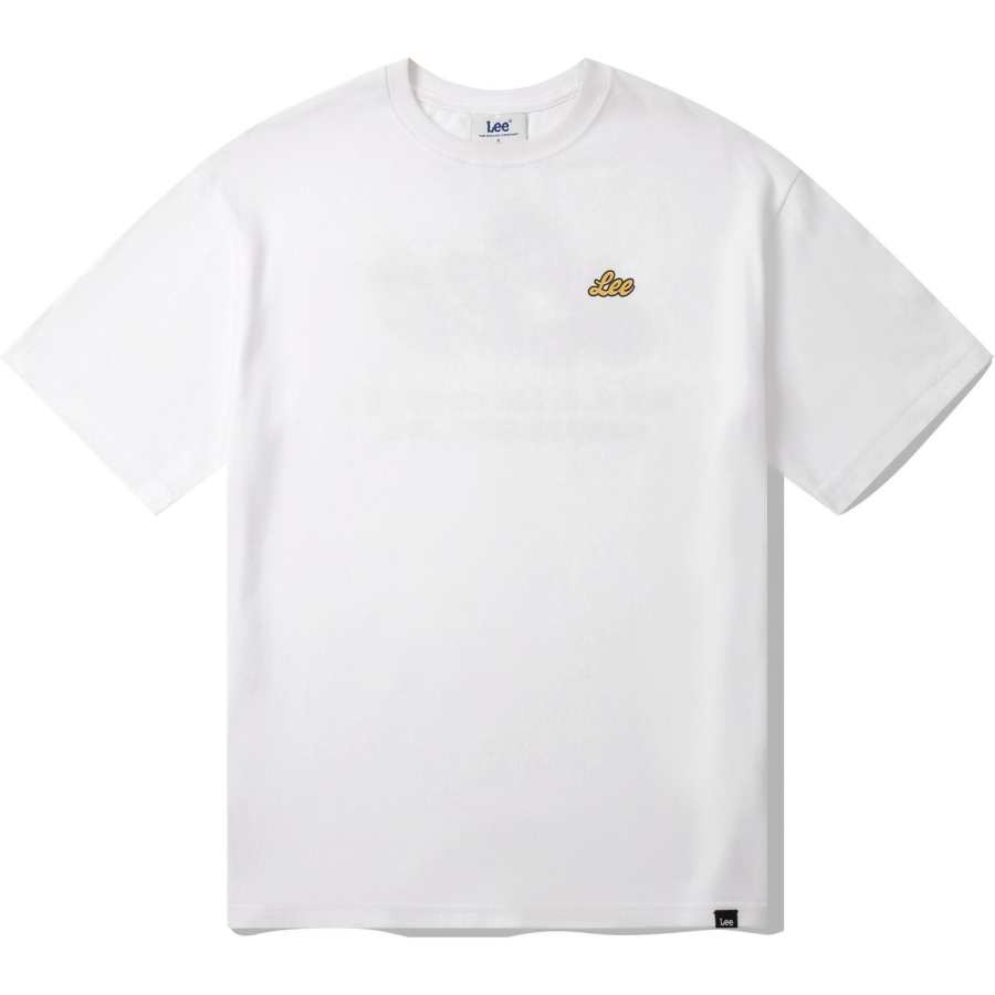 Lee T Shirts Unisex White Crew Neck Moderate Straight Fit