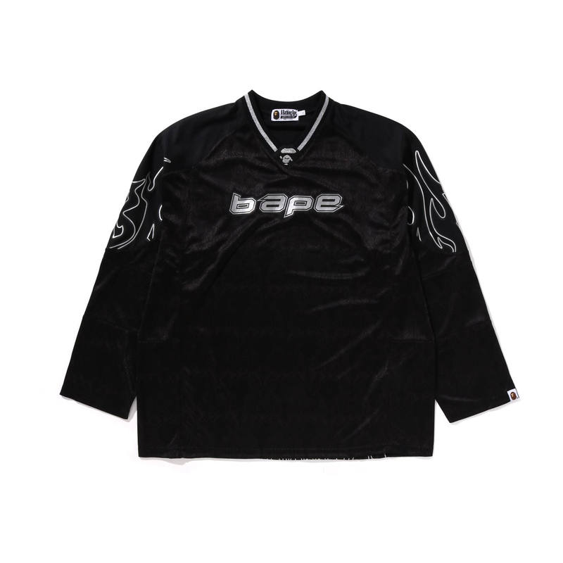 A BATHING APE Bape Flame Football Jersey