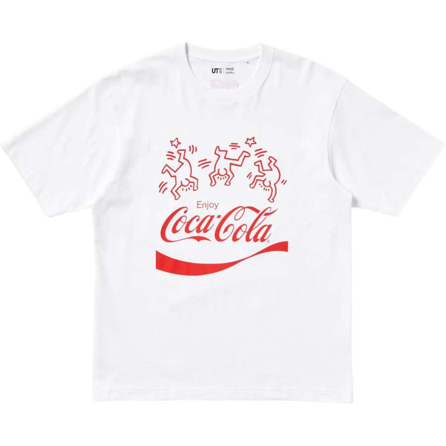 UNIQLO X Keith Haring X Coca Cola ·/Keith Haring X T Shirts Unisex White Crew Neck Moderate Straight Fit