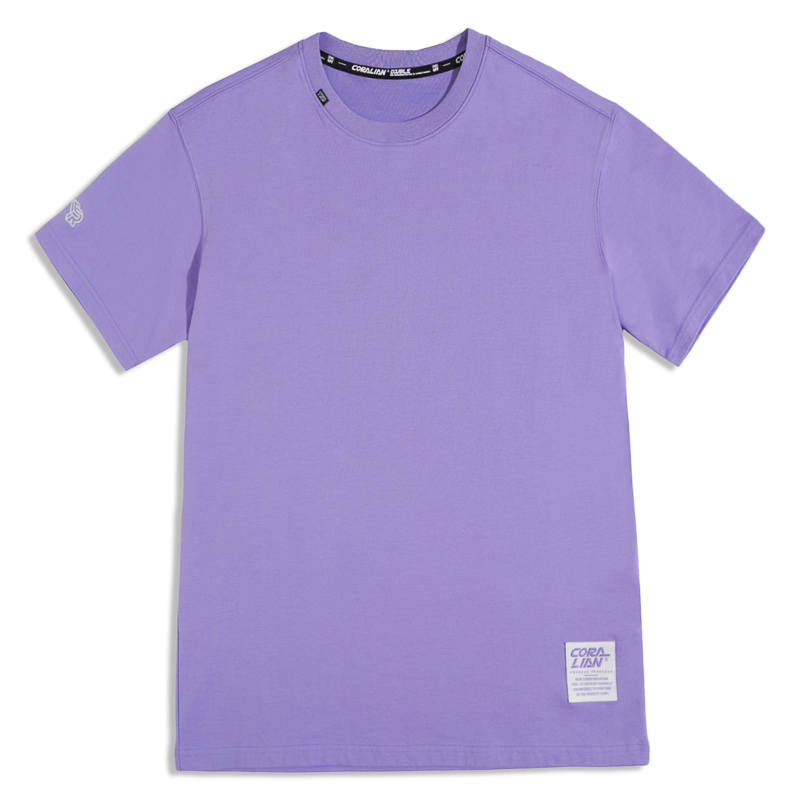 CORALIAN T Shirts Unisex Purple Crew Neck Moderate Straight Fit