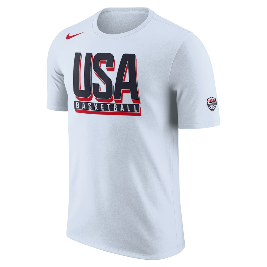 Nike Nike United States Olympic Basketball Team Collection T Shirts Unisex White Crew Neck Moderate Straight Fit