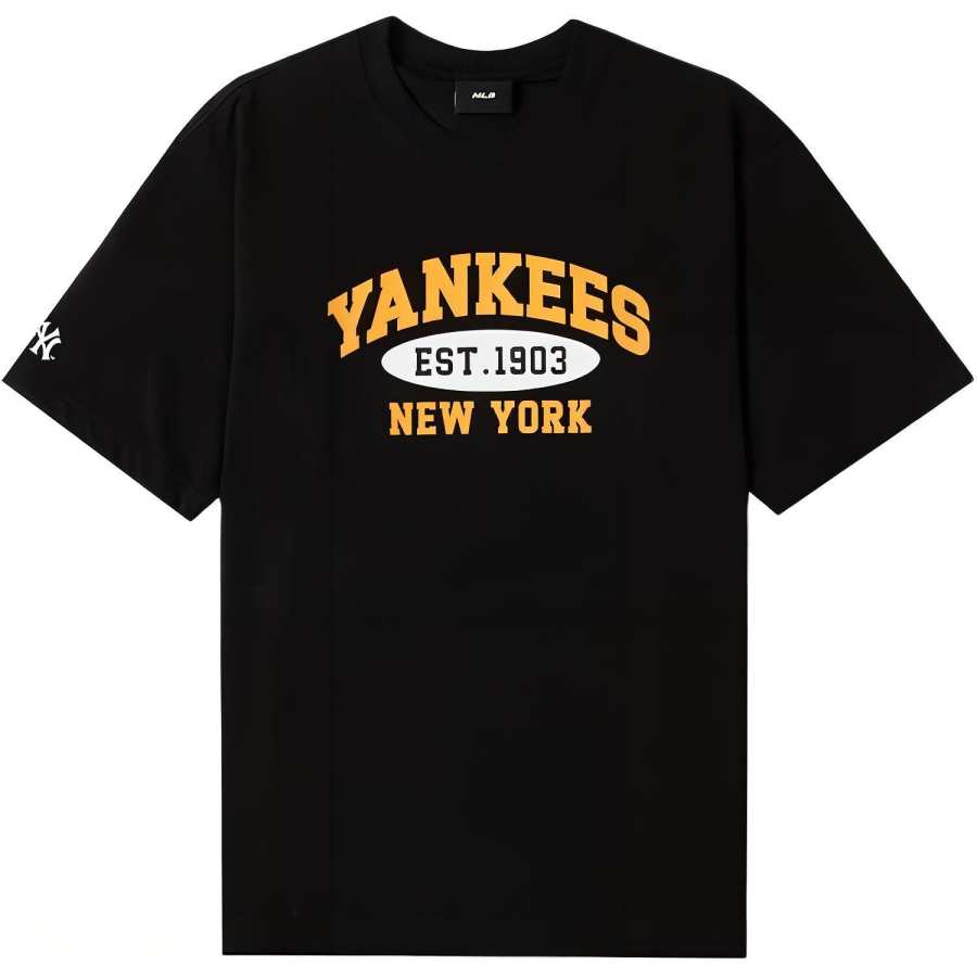MLB New York Yankees T Shirts Unisex Black Crew Neck Moderate Straight Fit