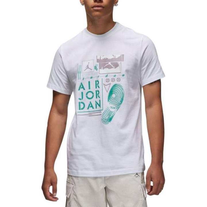 Jordan Jordan T Shirts Men's White Crew Neck Moderate Straight Fit