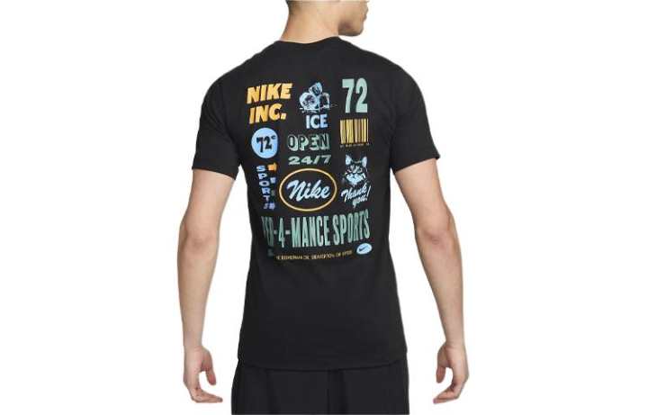 Nike Nike T Shirts Men's Black Crew Neck Moderate Straight Fit