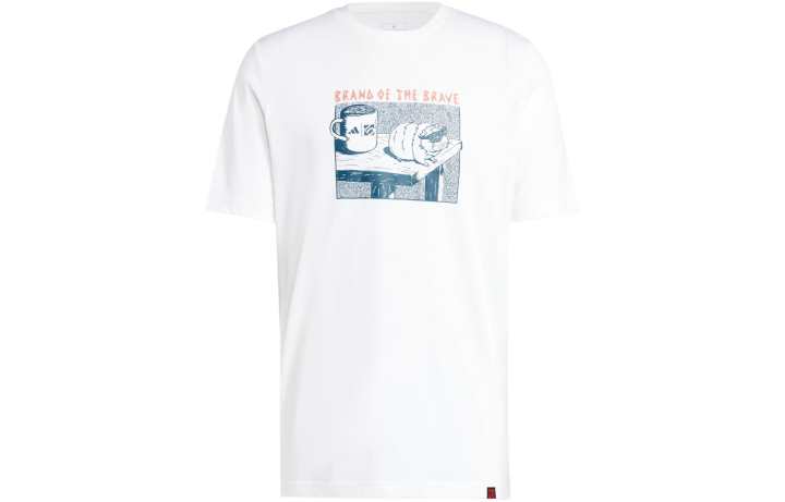 Adidas Adidas T Shirts Men's White Crew Neck Moderate Straight Fit