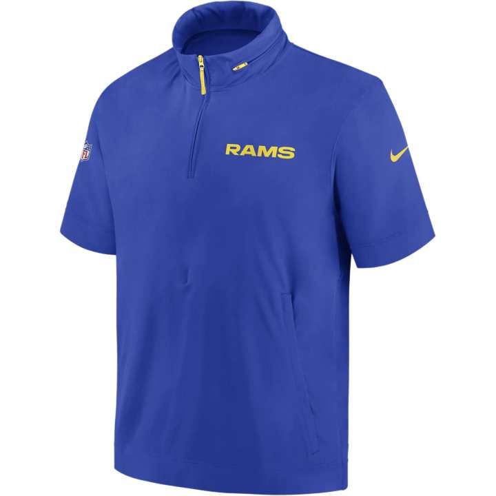 Nike Nike Los Angeles Rams Sideline Coach Men's Nike Nfl 1/2 Zip Short Sleeve Hooded Jacket