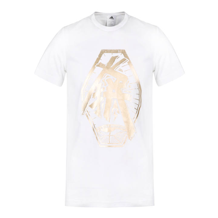 Adidas Adidas T Shirts Men's White Crew Neck Moderate Straight Fit