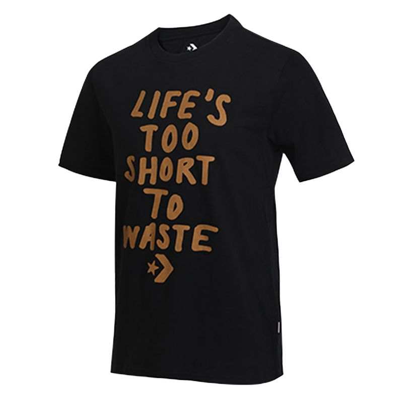 Converse Converse T Shirts Men's Black Crew Neck Moderate