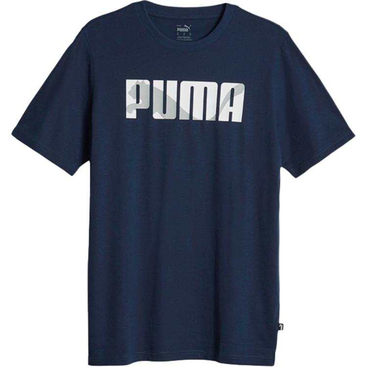 PUMA T Shirts Men's Blue Crew Neck Moderate Straight Fit