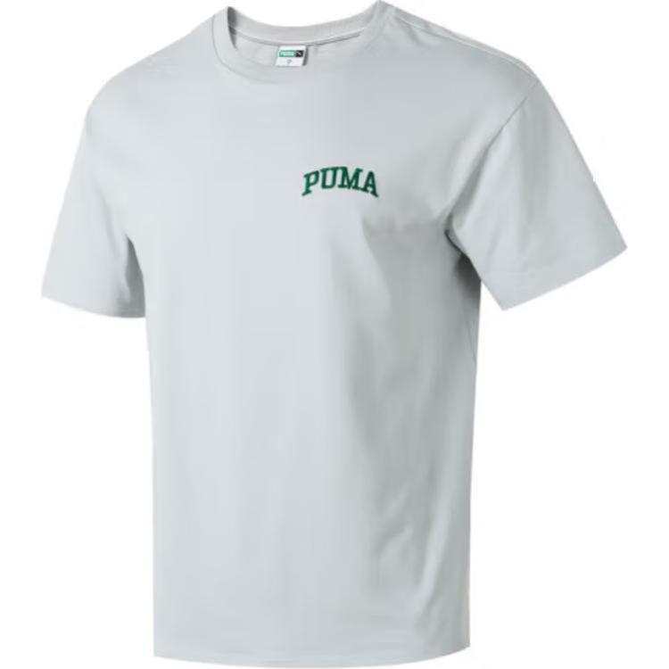 PUMA PUMA T Shirts Men's Gray Crew Neck Moderate