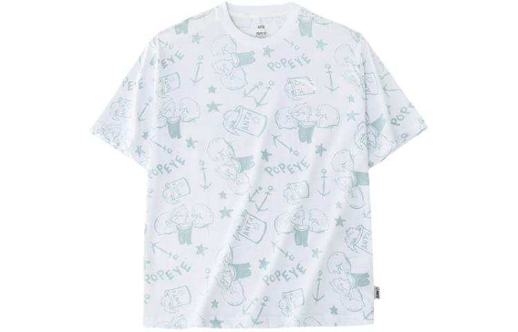 Anta x POPEYE T Shirt Men's Pure White/All Over Print