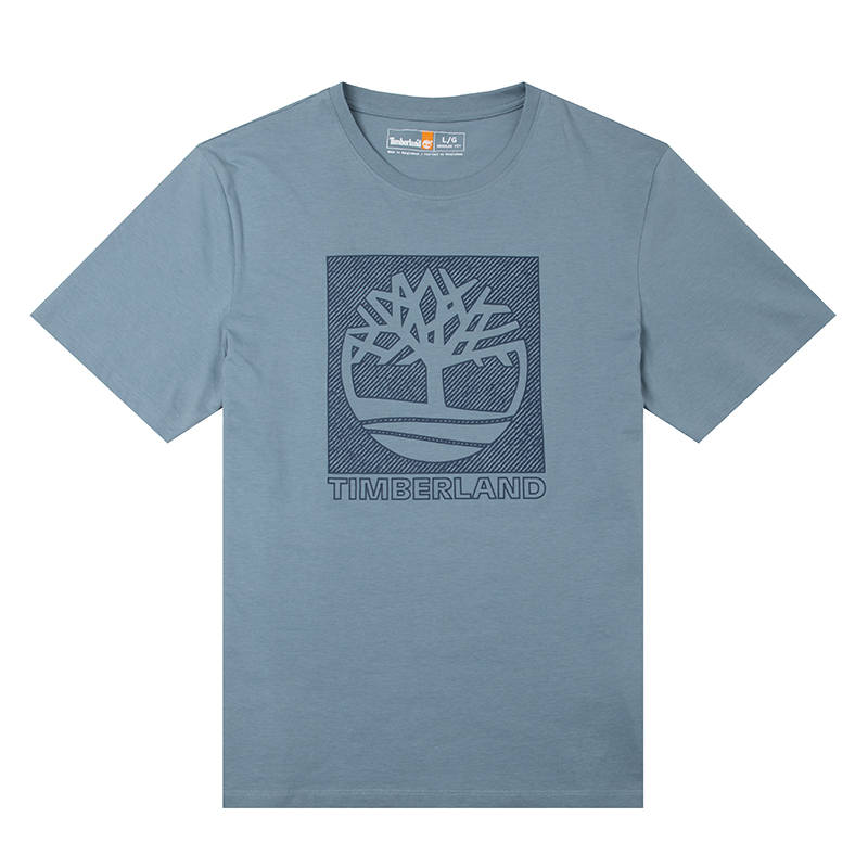 Timberland T Shirts Men's Blue Crew Neck Moderate Straight Fit
