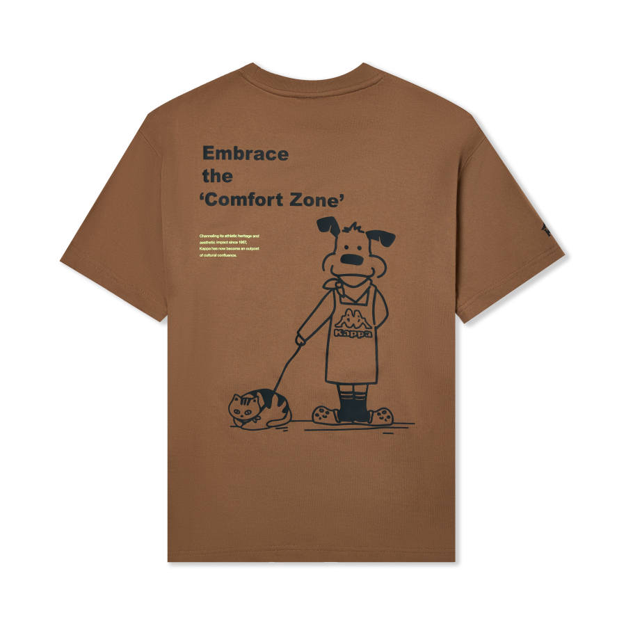 Kappa T Shirts Unisex Coffee Brown 6527 Crew Neck Thin Straight Fit