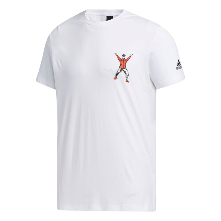 Adidas Adidas T Shirts Men's White Crew Neck Moderate Straight Fit