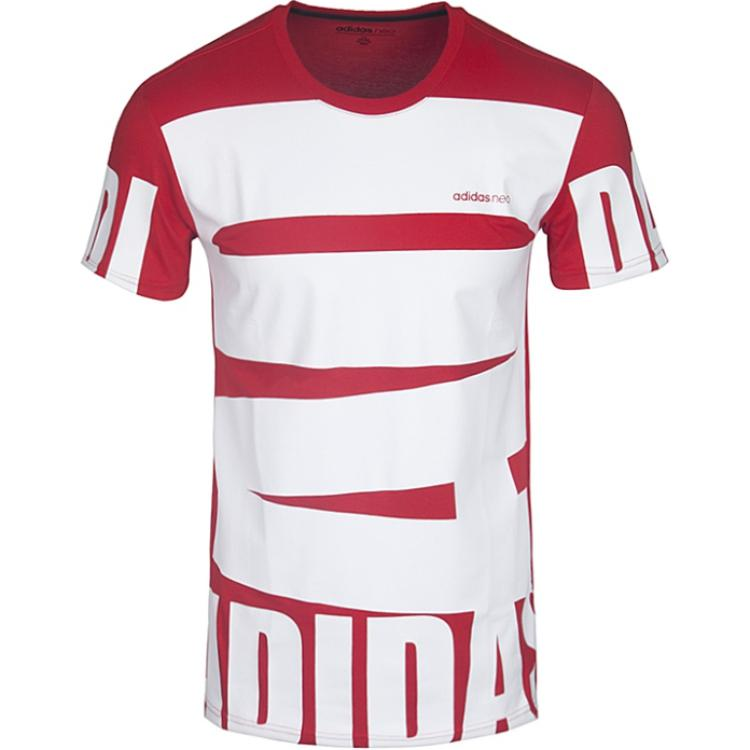 Adidas Neo T Shirts Men's Red Crew Neck Moderate