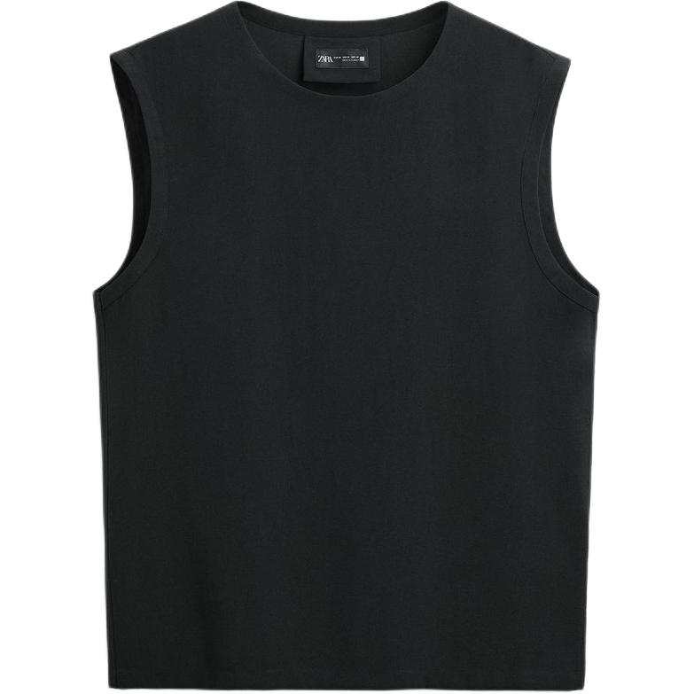 ZARA Tank Tops Men's Black Crew Neck Moderate Other