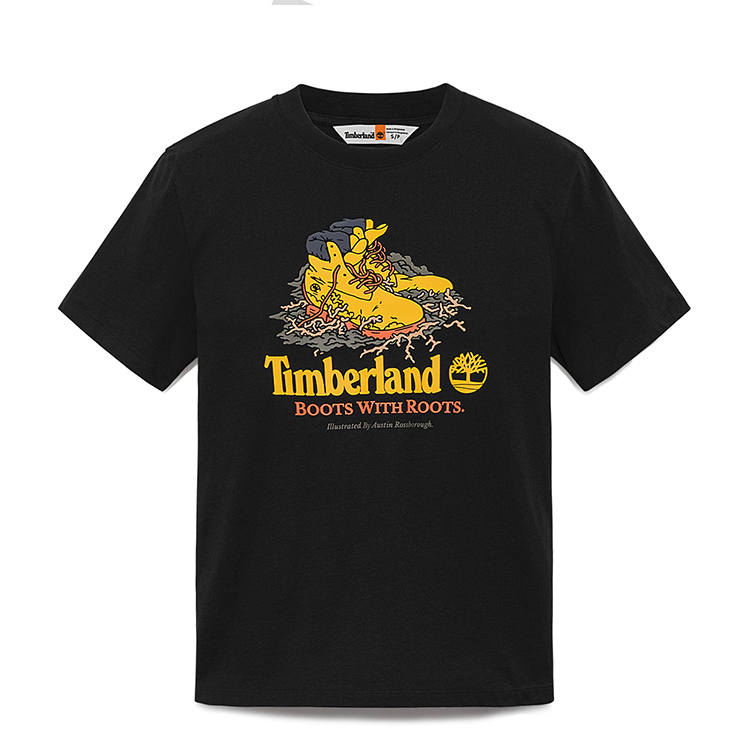 Timberland T Shirts Men's Black Crew Neck Moderate