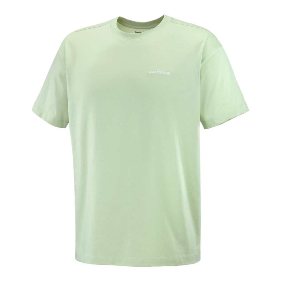 SALOMON T Shirts Men's Green Crew Neck Moderate Straight Fit