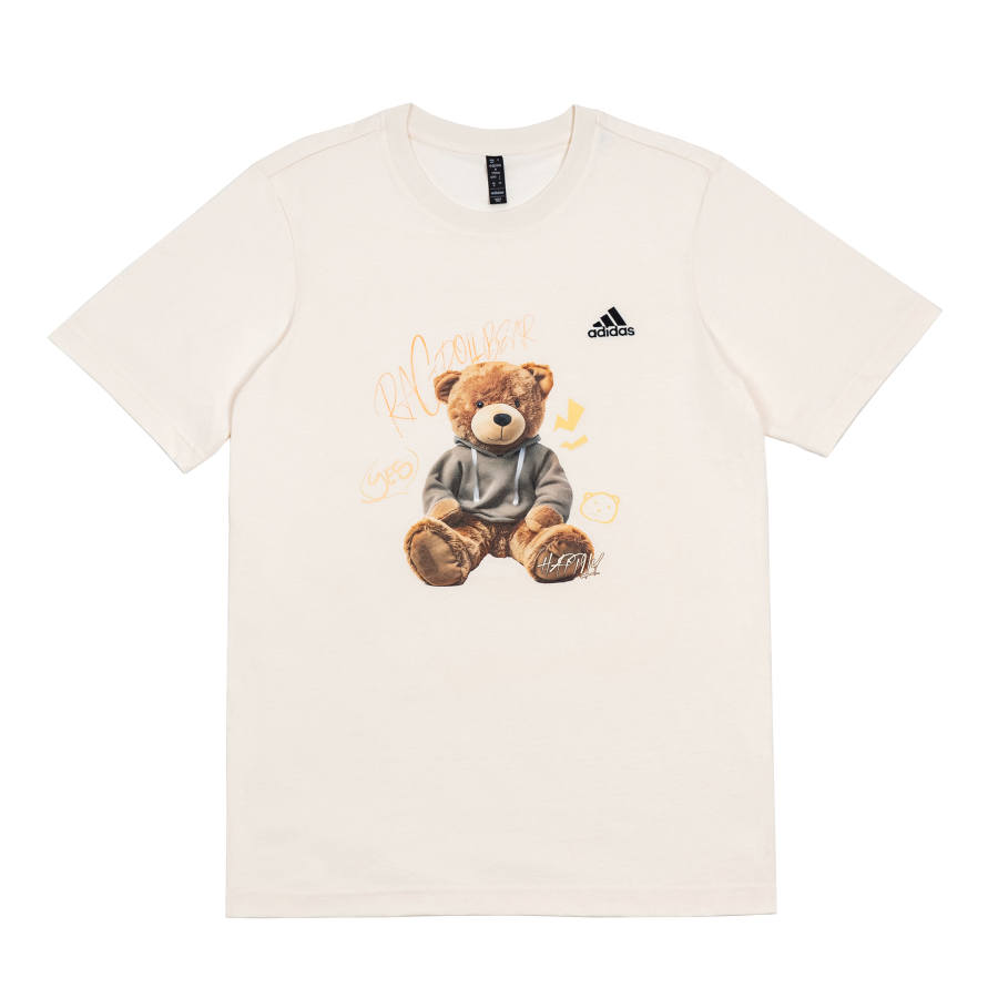 Adidas Adidas T Shirts Unisex Ivory Crew Neck Moderate Straight Fit