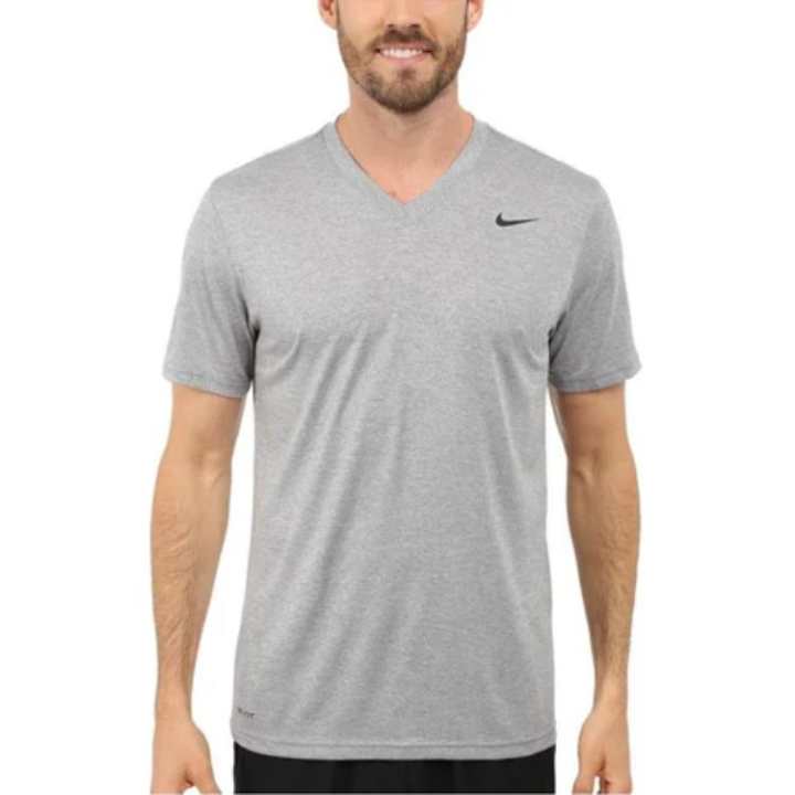 Nike Nike T Shirts Men's Light Gray V Neck Moderate Straight Fit