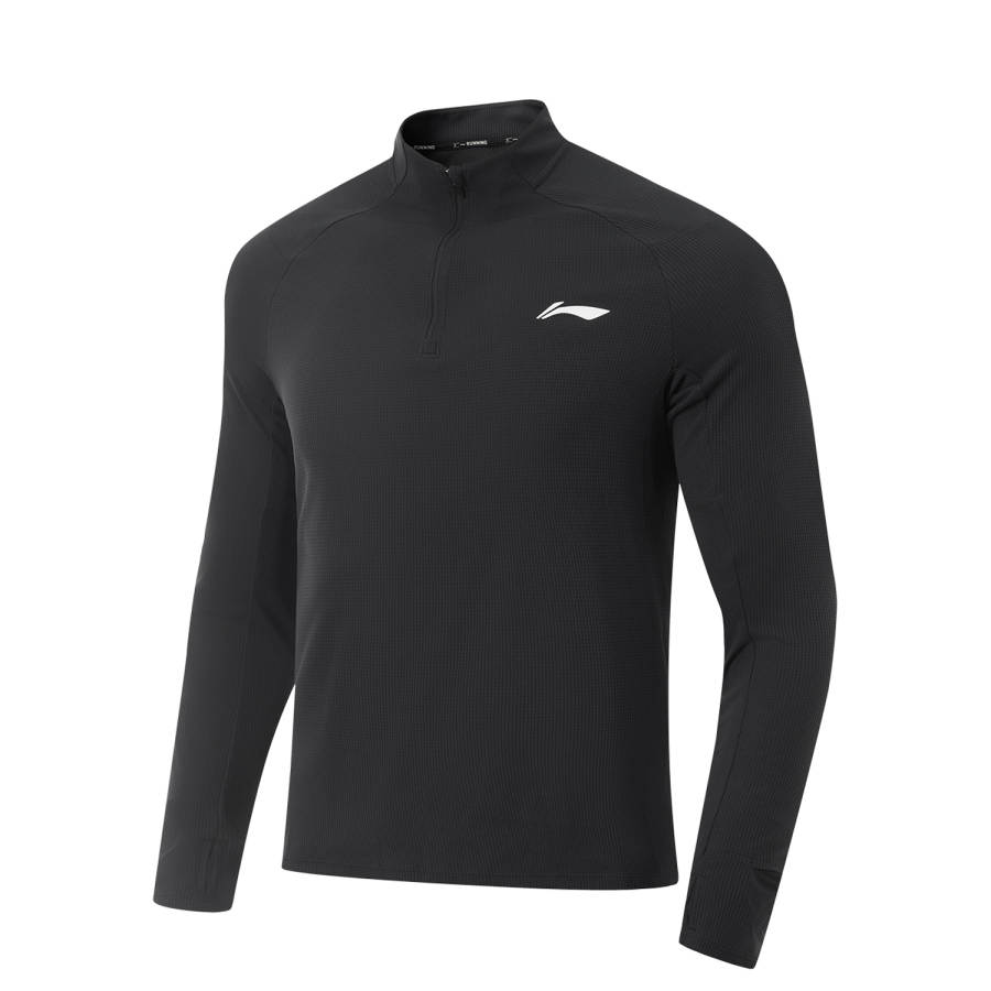 Li-Ning Li Ning T Shirts Men's Black Stand Collar Moderate